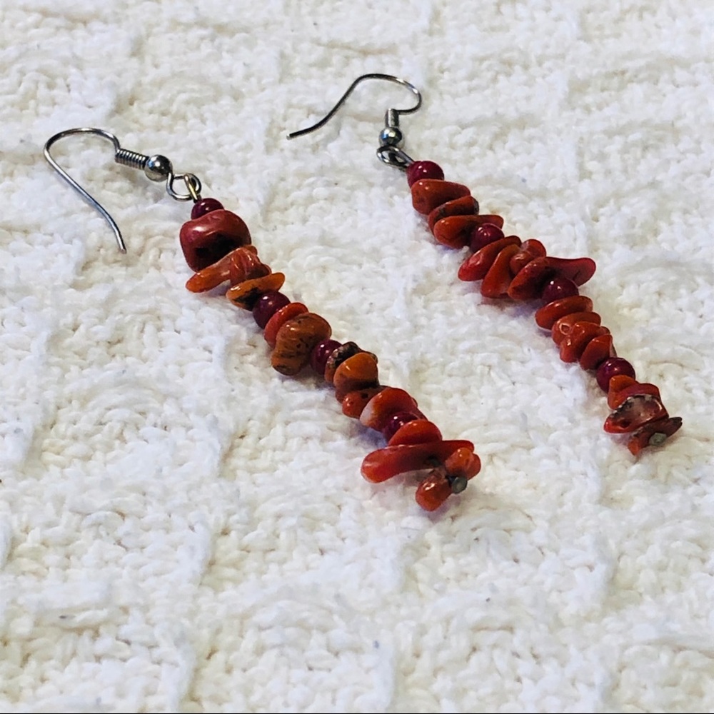 EARRINGS Coral dainty dangle
